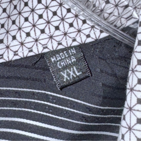 Bugatchi Uomo Black White Striped Flip Cuff Cotton Button Up Shirt XXL Pocket - Picture 5 of 11